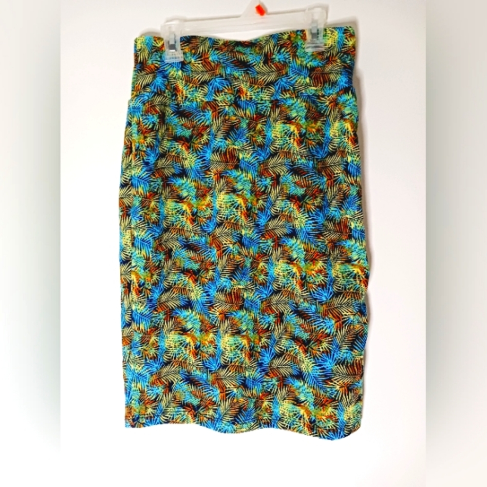 LuLaRoe Small Cassie‎ Skirt Colorful Palm Leaf Print